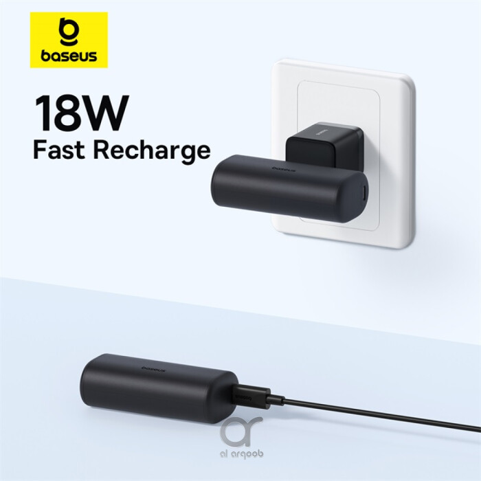 Baseus Compact Series 5000mAh Fast Charging Power Bank 20W PD With Built-in Type-C Connector | Pocket Power Bank for Travel - Black