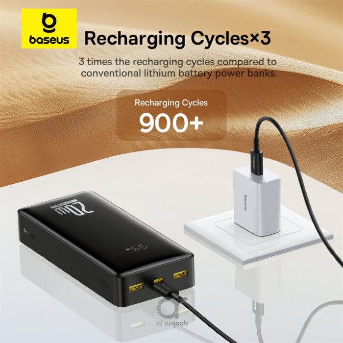 P10071000113-00	Baseus LiFePO4 18400mAh Digital Display Fast Charging Power Bank 20W PD | 2 USB-A + Type-C + Micro Port - Black