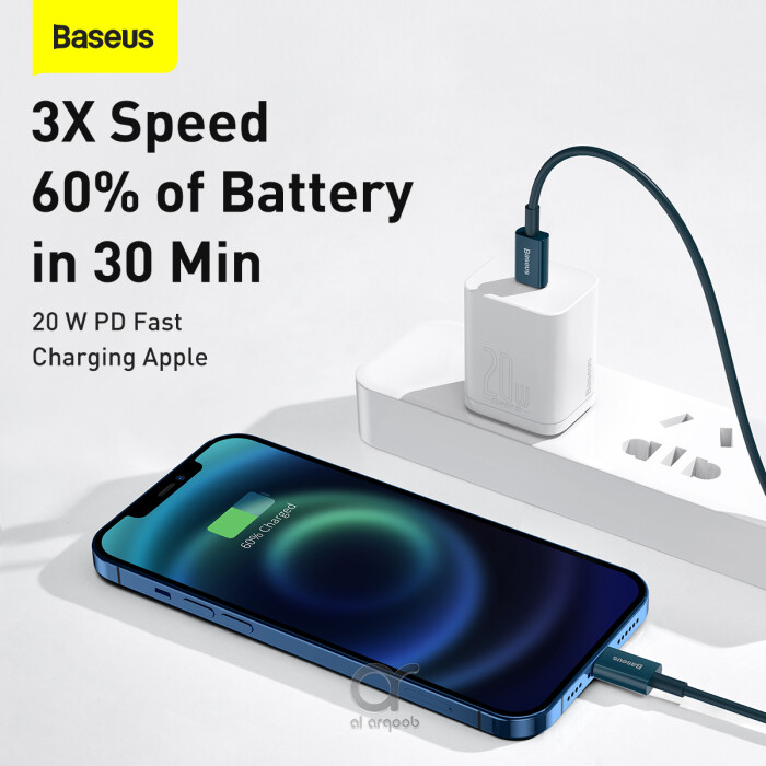 Baseus Superior Series PD 20W Type-C To Lightning Fast Charging Data Cable 1M - Blue