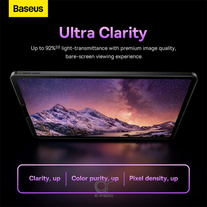 Baseus Crystal Series 0.3mm HD Tempered Glass Screen Protector for 12.9" iPad Pro 2018/2020/2021/2022 With Easy Installation Frame - Clear