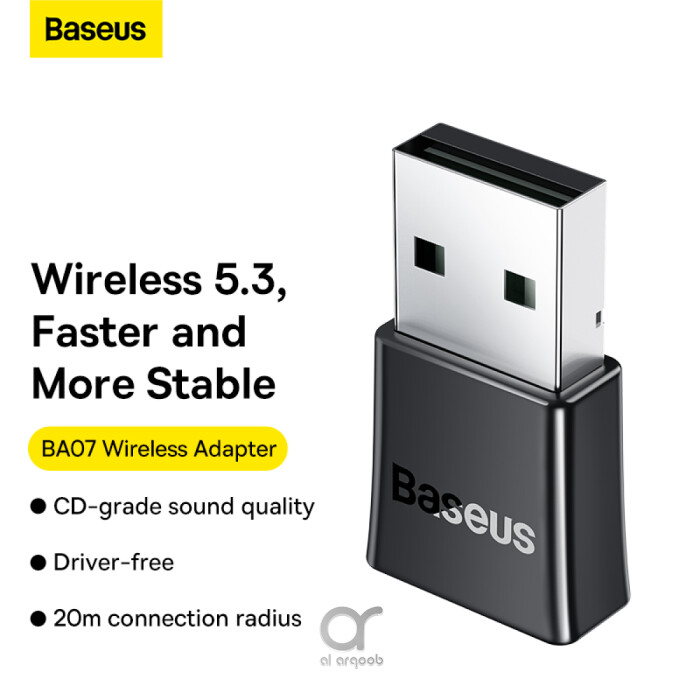 Baseus BA07 Mini Bluetooth Adapter for PC, USB 5.3 Wireless Bluetooth Dongle Receiver - Black