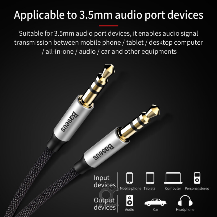 Baseus Yiven M30 Audio Cable Male to Male 3.5mm Aux Cable 1.5M - Black