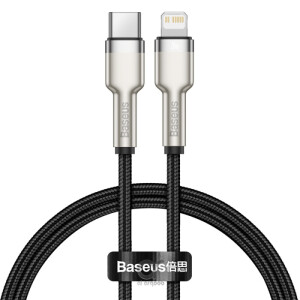 Baseus Cafule Series Type-C to Lightning Cable - 20W PD Fast Charge & 480Mbps High-Speed Data Transfer, Nylon Braided, 25CM - Black