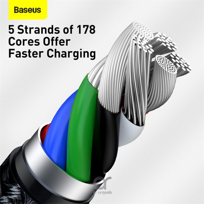 Baseus Cafule Series Type-C to Lightning Cable - 20W PD Fast Charge & 480Mbps High-Speed Data Transfer, Nylon Braided, 25CM - Black