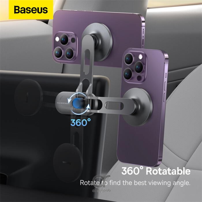 Baseus T-Space Series Magnetic Car Phone Holder - 360° Rotation, Foldable Metal Mount for Dashboard & Center Console, Universal Fit - Silver