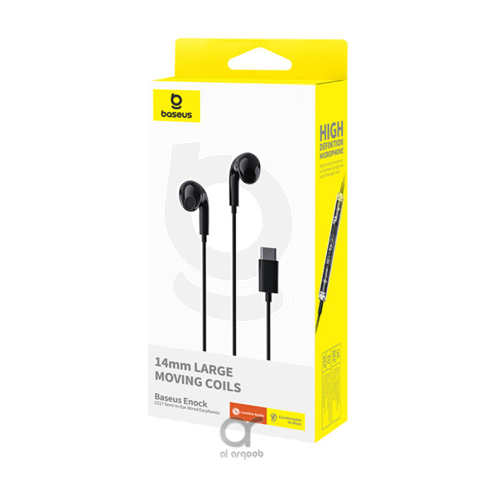 Baseus Encok CZ17 Type-C Wired Earphones | Semi-In-Ear Headphones With Mic - Black