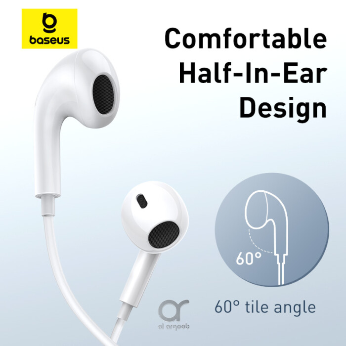 Baseus Encok CZ17 Type-C Wired Earphones | Semi-In-Ear Headphones With Mic - White