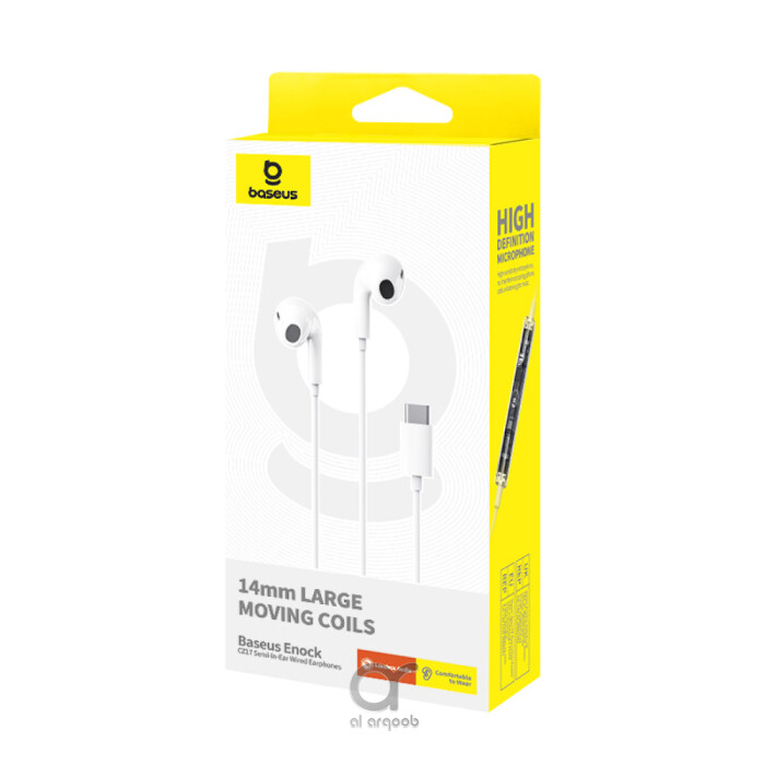 Baseus Encok CZ17 Type-C Wired Earphones | Semi-In-Ear Headphones With Mic - White