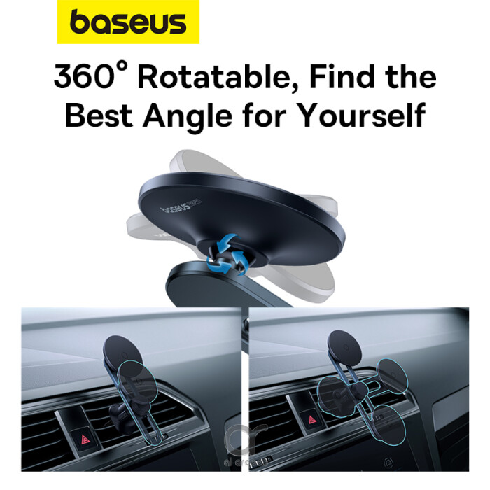 Baseus MagPro Series  Magnetic Car Phone Holder - 360° Adjustable Air Vent Mount with N52 Magnets, Easy Install - Black