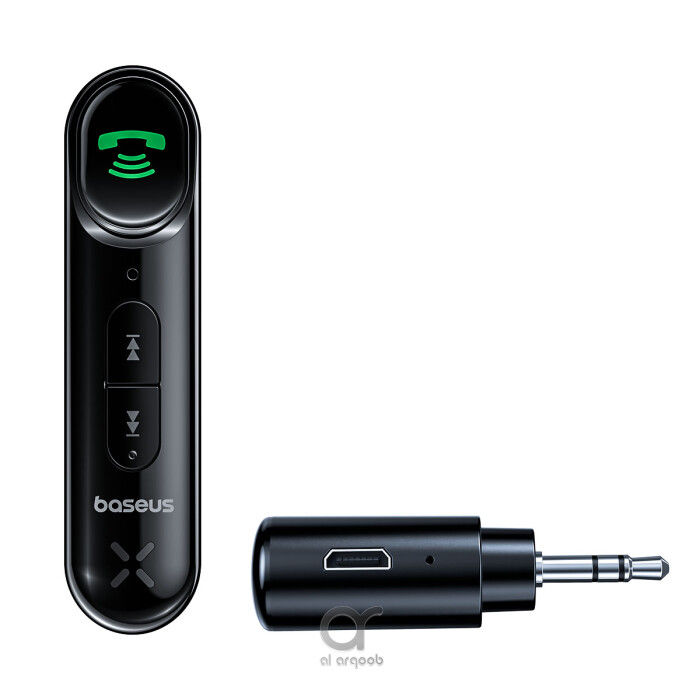 Baseus BSBA-02 Aux Bluetooth Audio Receiver For Cars - Wireless Music Streaming, Hands-Free Calls, 10H Play Time, aptX LL, BT 5.0 - Black