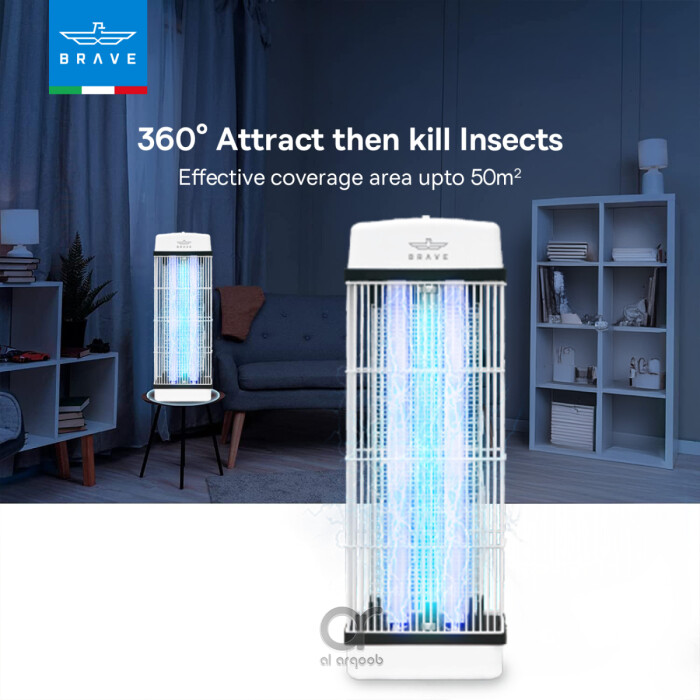 BRAVE Indoor Bug Zapper - 40W Electric Insect, Fly & Mosquito Killer with 360° UV Light Trap, 2500V High-Powered Mosquito Lamp for Home, Patio, Outdoor - White