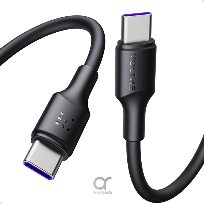 Voltme Powerlink EDC Series Type-C to Type-C Cable 100W PD Super Fast Charging, 480Mbps Data Transfer, 5A, 1.2M - Black