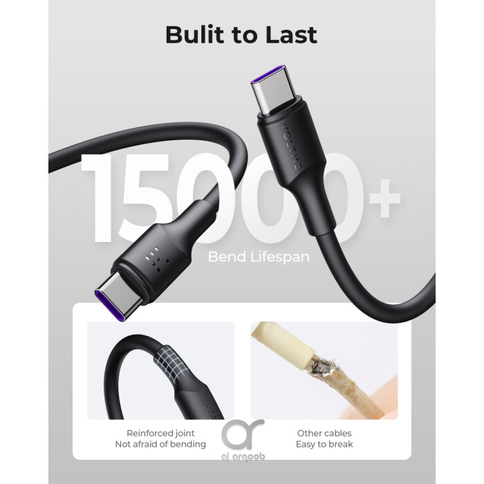 Voltme Powerlink EDC Series Type-C to Type-C Cable 100W PD Super Fast Charging, 480Mbps Data Transfer, 5A, 1.2M - Black