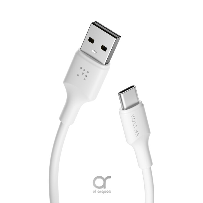 Voltme Powerlink EDC Series USB-A to Type-C Cable 60W PD Super Fast Charging, 480Mbps Data Transfer, 3A, 1.2M - White