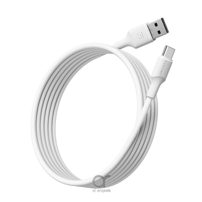 Voltme Powerlink EDC Series USB-A to Type-C Cable 60W PD Super Fast Charging, 480Mbps Data Transfer, 3A, 3M - White