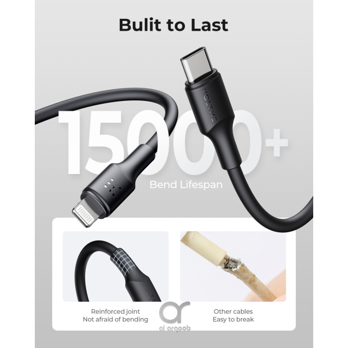 Voltme Powerlink EDC Series Type-C To Lightning Cable - 30W PD Super Fast Charging, 480Mbps Data Transfer, 3A, 2M - Black