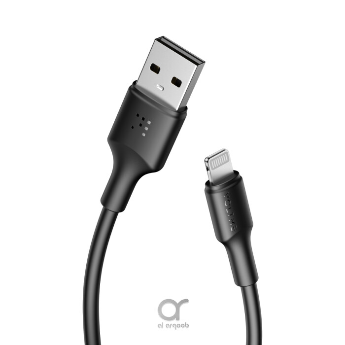 Voltme Powerlink EDC Series USB A to Lightning Cable - 12W Fast Charging, 480Mbps Data Transfer, 2.4A, 1.2M - Black