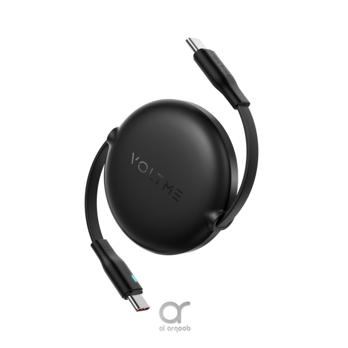 Voltme Powerlink YoYo Retractable Type-C to Type-C Cable - 60W PD 3.0 Super Fast Charging, Dual-Way, 3A, 1M - Black