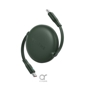 Voltme Powerlink YoYo Retractable Type-C to Type-C Cable - 60W PD 3.0 Super Fast Charging, Dual-Way, 3A, 1M - Green