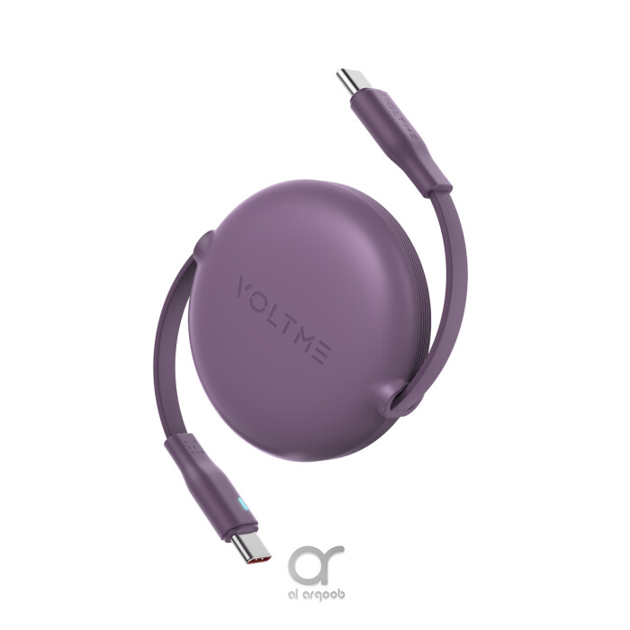 Voltme Powerlink YoYo Retractable Type-C to Type-C Cable - 60W PD 3.0 Super Fast Charging, Dual-Way, 3A, 1M - Purple