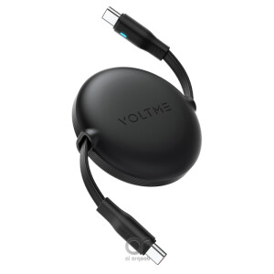 Voltme Powerlink YoYo Retractable Type-C to Type-C Cable - 100W PD 3.0 Super Fast Charging, Dual-Way, 5A, 1M - Black