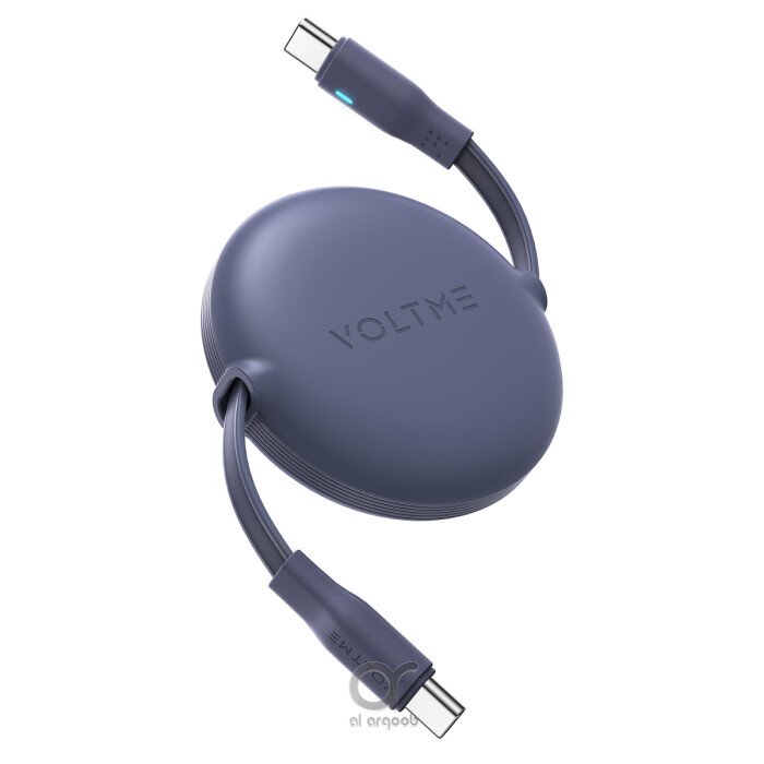 Voltme Powerlink YoYo Retractable Type-C to Type-C Cable - 100W PD 3.0 Super Fast Charging, Dual-Way, 5A, 1M - Navy Blue