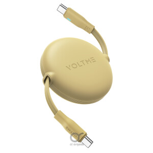 Voltme Powerlink YoYo Retractable Type-C to Type-C Cable - 100W PD 3.0 Super Fast Charging, Dual-Way, 5A, 1M - Yellow