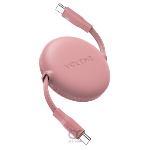 Voltme Powerlink YoYo Retractable Type-C to Type-C Cable - 100W PD 3.0 Super Fast Charging, Dual-Way, 5A, 1M - Pink