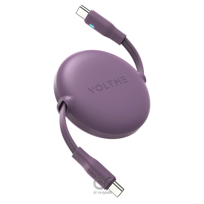 Voltme Powerlink YoYo Retractable Type-C to Type-C Cable - 100W PD 3.0 Super Fast Charging, Dual-Way, 5A, 1M - Purple