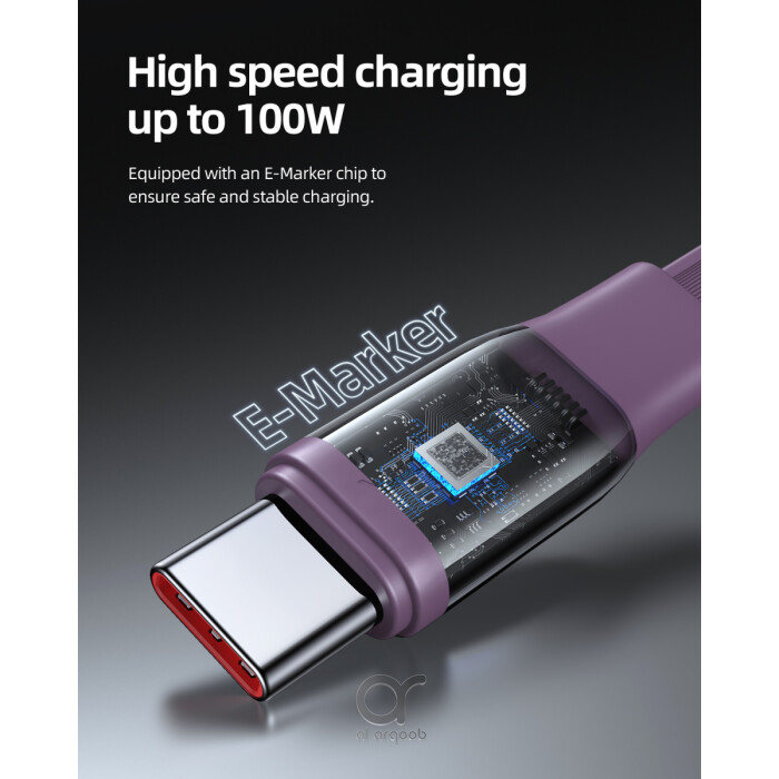 Voltme Powerlink YoYo Retractable Type-C to Type-C Cable - 100W PD 3.0 Super Fast Charging, Dual-Way, 5A, 1M - Purple