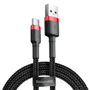 Baseus Cafule Series USB-A to Type-C Cable - 2A Fast Charging & 480Mbps High-Speed Data Transfer, Nylon Braided, 2M - Black