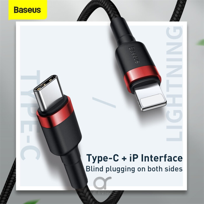 Baseus Cafule Series Type-C to Lightning Cable - 20W PD Fast Charge & 480Mbps High-Speed Data Transfer, Nylon Braided, 1M - Black