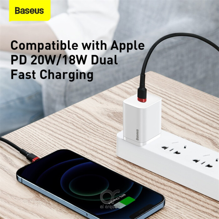 Baseus Cafule Series Type-C to Lightning Cable - 20W PD Fast Charge & 480Mbps High-Speed Data Transfer, Nylon Braided, 1M - Black