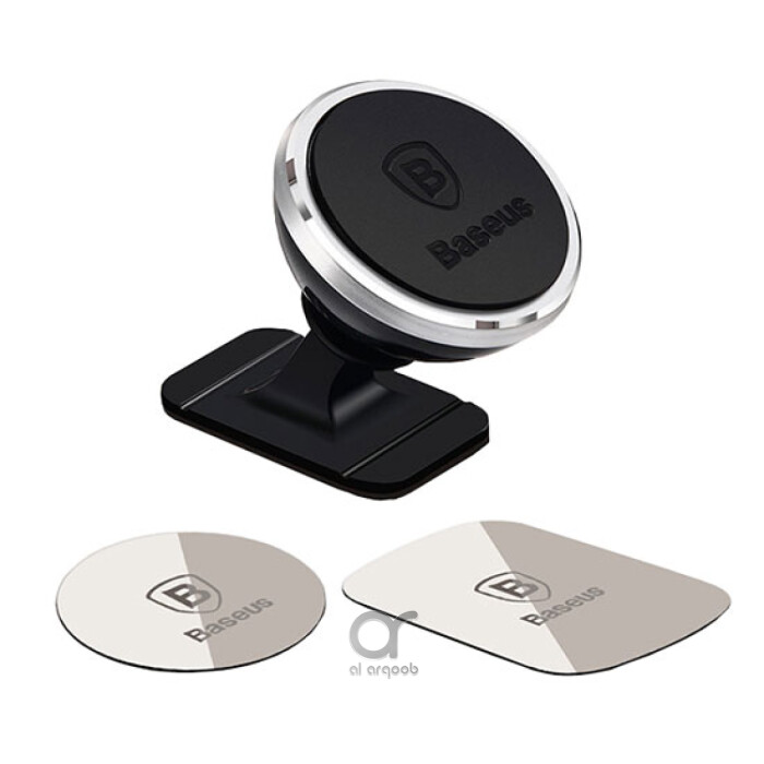 Baseus Magnetic Car Phone Holder - 360° Adjustable Car Mount - Black + Silver