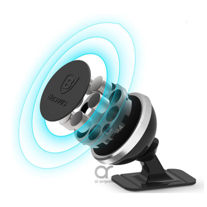 Baseus Magnetic Car Phone Holder - 360° Adjustable Car Mount - Black + Silver