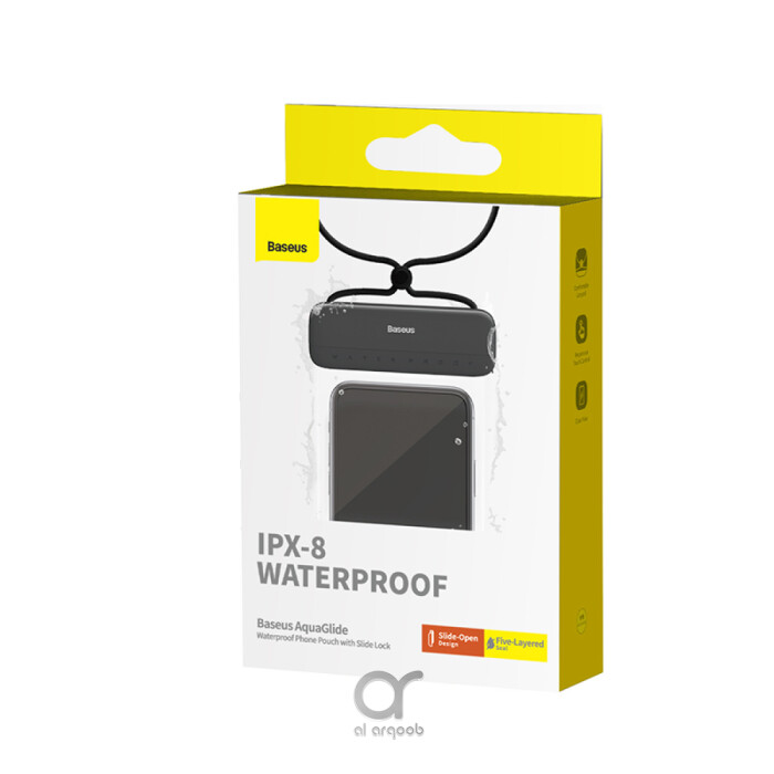 Baseus AquaGlide Waterproof Phone Pouch With Slide Lock, IPX8 Certified for Phones Up to 7.2" - Black