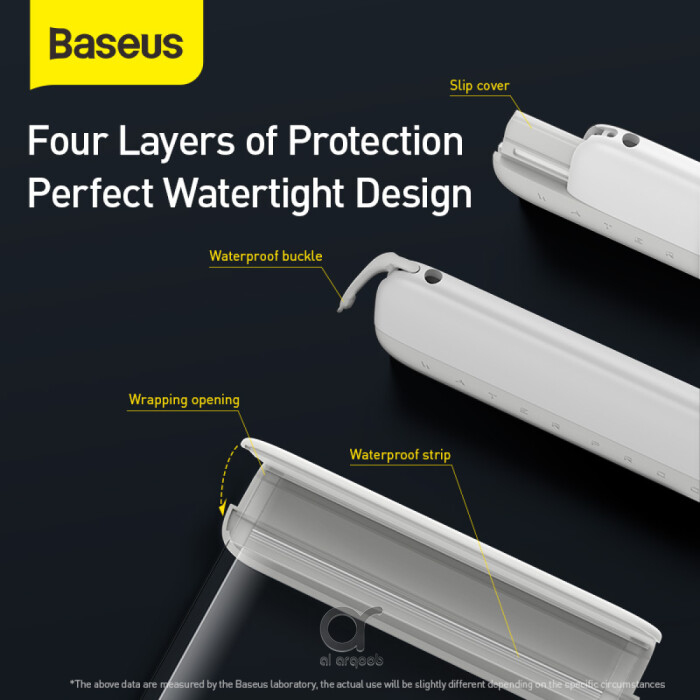 Baseus AquaGlide Waterproof Phone Pouch With Slide Lock, IPX8 Certified for Phones Up to 7.2" - White