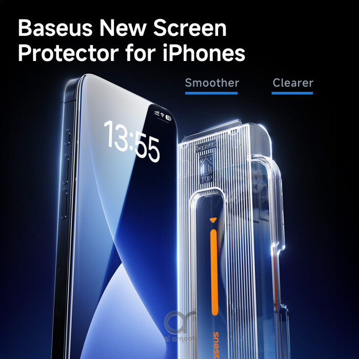 Baseus Sapphire Series Full-Coverage HD Tempered Glass Screen Protector for iPhone 16 Pro Max | Clear | Pack of 1 | Built-in Dust Filter | Includes Cleaning Kit & Installation Tool