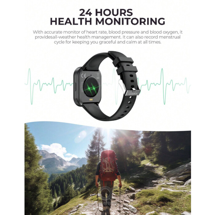 HAVIT M9038 PRO Smart Life Series Smart Watch, 2.06" AMOLED Display, IP68 Waterproof, Heart Rate & Blood Pressure Monitor, Fitness Tracker, Full Touch Screen - Black