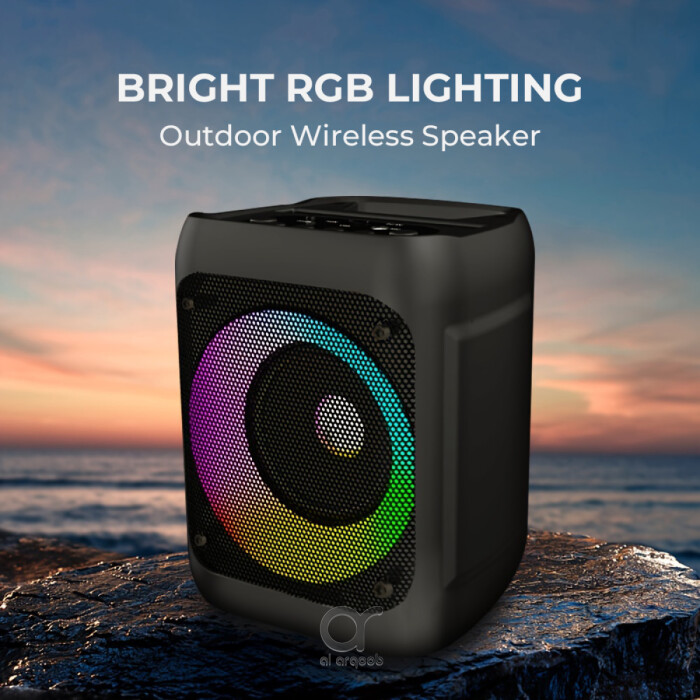 HAVIT SQ133BT Portable Bluetooth Speaker - RGB Lights, TWS, 4” Driver, BT5.2, 8W RMS Output , 2000mAh Battery, Mic Input/USB/SD/AUX/FM Support - Black