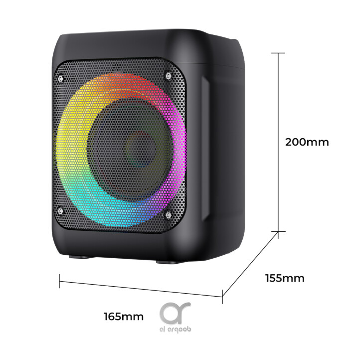 HAVIT SQ133BT Portable Bluetooth Speaker - RGB Lights, TWS, 4” Driver, BT5.2, 8W RMS Output , 2000mAh Battery, Mic Input/USB/SD/AUX/FM Support - Black