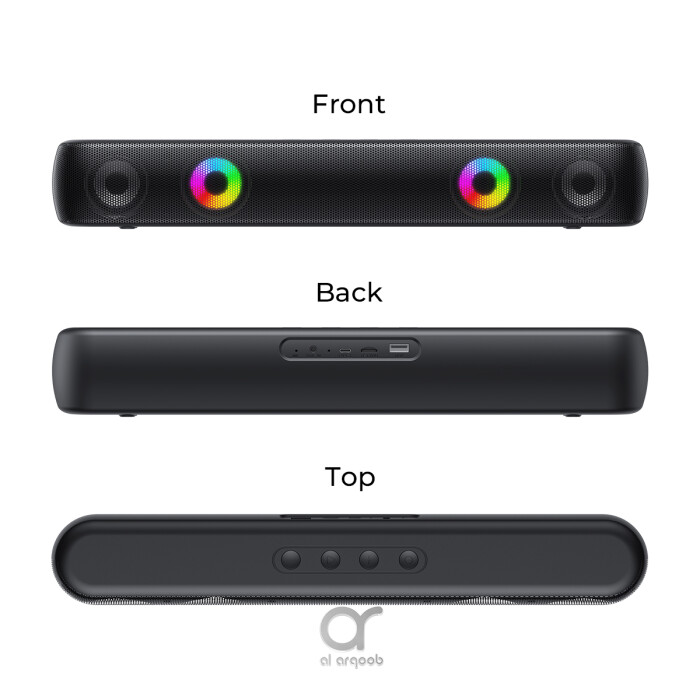 HAVIT SK854BT TWS Bluetooth Soundbar Speaker - RGB Lights, HD Superior Sound, 1800mAh Battery, Microphone, Type-C Charging, FM/AUX/MicroSD/USB - Black