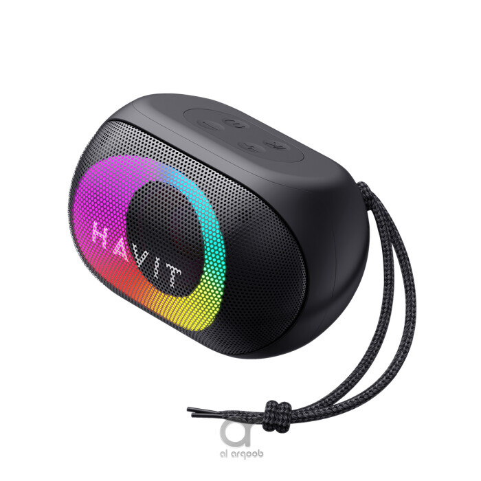 Havit SK885BT Bluetooth Speaker - RGB Lights, IPX5 Waterproof, Portable Stereo Sound, 1800mAh Battery, Microphone, TWS, USB, AUX, MicroSD - Black