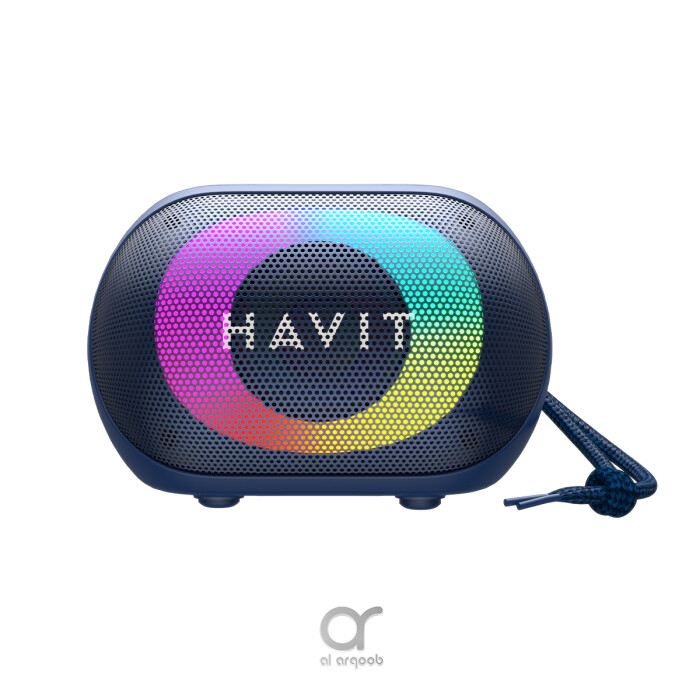 Havit SK885BT Bluetooth Speaker - RGB Lights, IPX5 Waterproof, Portable Stereo Sound, 1800mAh Battery, Microphone, TWS, USB, AUX, MicroSD - Blue