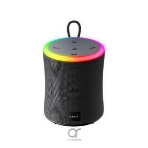 Havit SK832BT Bluetooth Speaker – RGB Lights, Powerful Stereo Sound, Waterproof, 1800mAh Battery, Built-in Microphone, TWS, USB, AUX, MicroSD - Black