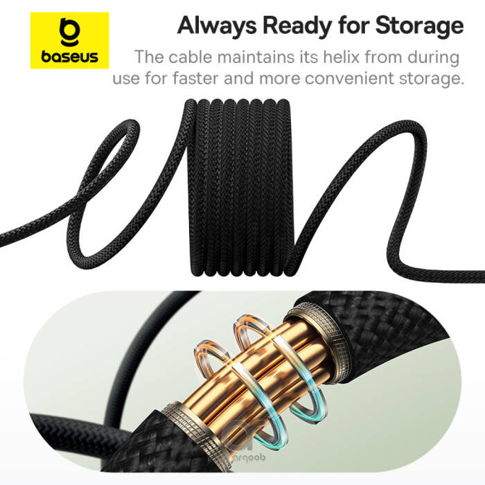 Baseus Tungsten Gold Magnetic Anti-Tangle Type-C to Lightning Cable, 20W PD Fast Charging, High-Speed Transmission, Nylon Braided, 1M - Black