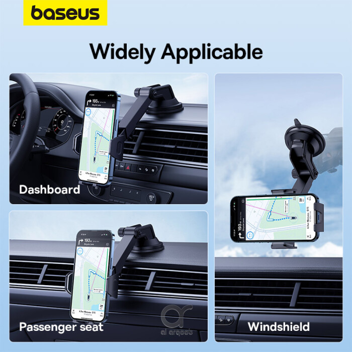 Baseus UltraControl Go Series Clamp-Type Phone Holder (Suction Cup Version) UltraStable Dashboard/Windshield Mount - Black