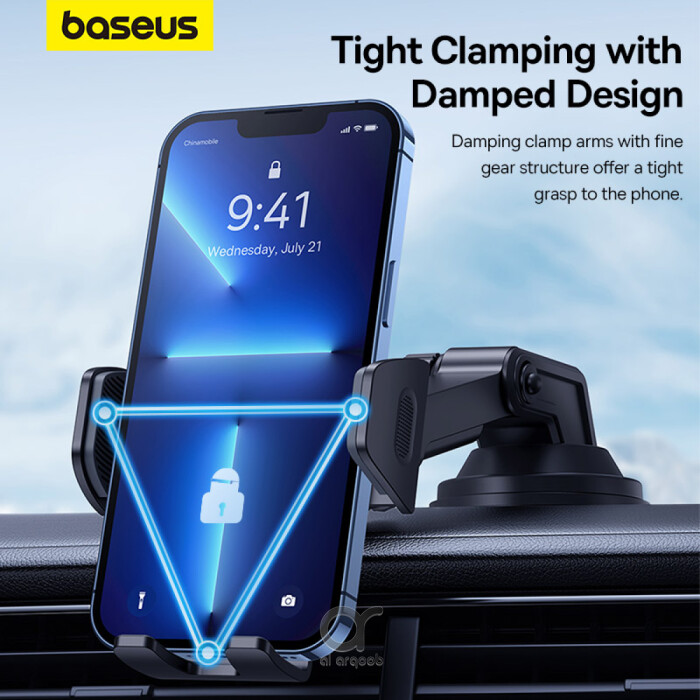 Baseus UltraControl Go Series Clamp-Type Phone Holder (Suction Cup Version) UltraStable Dashboard/Windshield Mount - BlackBaseus UltraControl Go Series Clamp-Type Phone Holder (Suction Cup Version) UltraStable Dashboard/Windshield Mount - Black