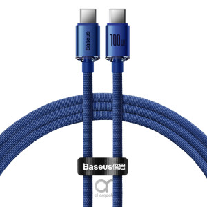 Baseus Crystal Shine Series 100W Fast Charging Cable Type-C to Type-C - 480Mbps Data Cable - 1.2M - Blue