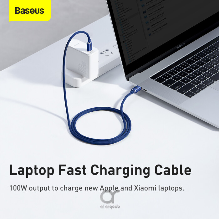 Baseus Crystal Shine Series 100W Fast Charging Cable Type-C to Type-C - 480Mbps Data Cable - 1.2M - Blue